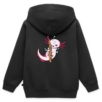 Axolotl Fagott Musikinstrument Big Band Oboe - Kinder Premium Organic Zip Hoodie - Schwarz - Hinten - AI Model Kid Male (0cm)