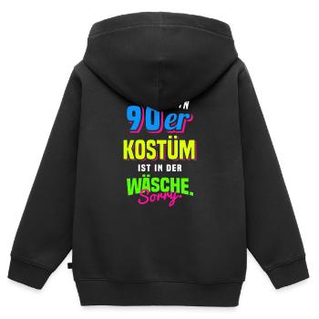 90er Jahre Mottoparty 1990er Neunziger Kostüm - Kinder Premium Organic Zip Hoodie - Schwarz - Hinten - AI Model Kid Male (0cm)