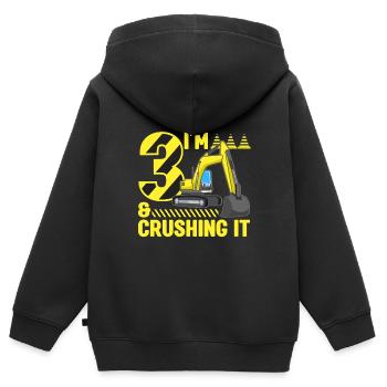 Construction Party 3rd Birthday 3 Years Old Digger - Kinder Premium Organic Zip Hoodie - Schwarz - Hinten - AI Model Kid Male (0cm)
