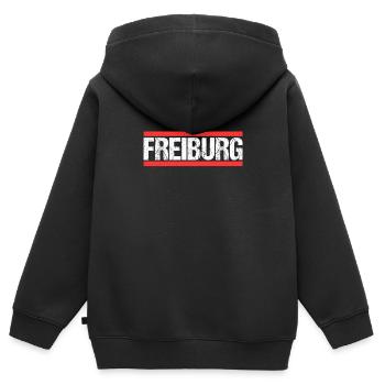 Freiburgerin Freiburger Freiburg - Kinder Premium Organic Zip Hoodie - Schwarz - Hinten - AI Model Kid Male (0cm)