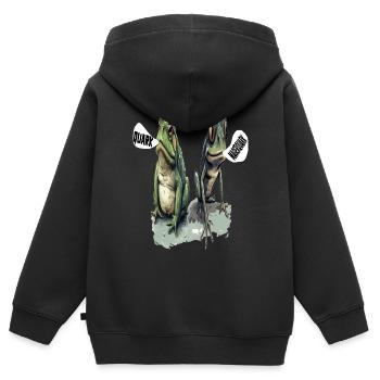 frog tadpole curd curd diet low-fat quark pun - Kids Premium Organic Zip-up Hoodie - black - Back - AI Model Kid Male (0cm)