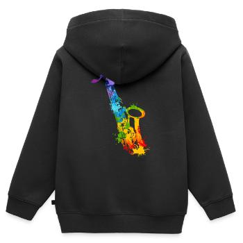 Splash Saxophone - Sweat Premium à capuche zippé enfant bio - noir - Dos - AI Model Kid Male (0cm)