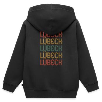 Lübeckerin Lübecker Lübeck - Kinder Premium Organic Zip Hoodie - Schwarz - Hinten - AI Model Kid Male (0cm)