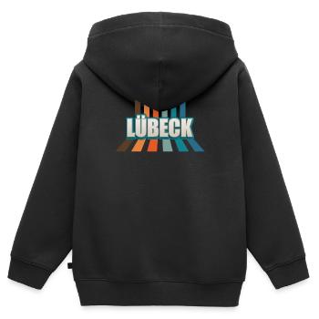 Lübeckerin Lübecker Lübeck - Kinder Premium Organic Zip Hoodie - Schwarz - Hinten - AI Model Kid Male (0cm)