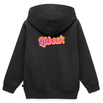 Lübeckerin Lübecker Lübeck - Kinder Premium Organic Zip Hoodie - Schwarz - Hinten - AI Model Kid Male (0cm)