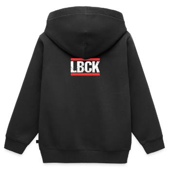Lübeckerin Lübecker Lübeck - Kinder Premium Organic Zip Hoodie - Schwarz - Hinten - AI Model Kid Male (0cm)