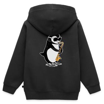 Bassklarinette Pinguin Big Band Kinder Orchester - Kinder Premium Organic Zip Hoodie - Schwarz - Hinten - AI Model Kid Male (0cm)