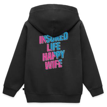 Vendeur d’assurance Agent d’assurance - Sweat Premium à capuche zippé enfant bio - noir - Dos - AI Model Kid Male (0cm)