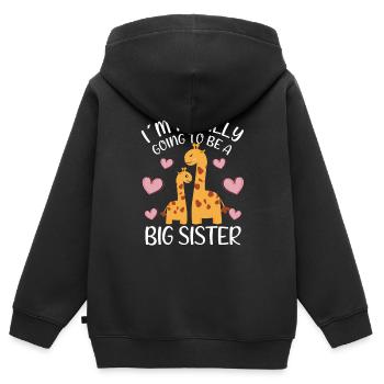 Je vais enfin être une grande sœur - Sweat Premium à capuche zippé enfant bio - noir - Dos - AI Model Kid Male (0cm)