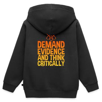Exiger des preuves et penser de manière critique 4 - Sweat Premium à capuche zippé enfant bio - noir - Dos - AI Model Kid Male (0cm)