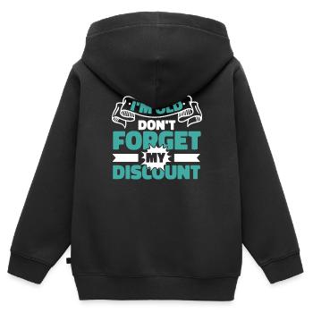 Pension de retraité drôle N’oubliez pas ma réduction - Sweat Premium à capuche zippé enfant bio - noir - Dos - AI Model Kid Male (0cm)
