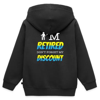 Pension de retraité drôle N’oubliez pas ma réduction - Sweat Premium à capuche zippé enfant bio - noir - Dos - AI Model Kid Male (0cm)