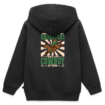 Cowboy Barn Bull Rider Rodeo Country Western - Sweat Premium à capuche zippé enfant bio - noir - Dos - AI Model Kid Male (0cm)