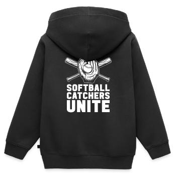 Softball Vereinen - Kinder Premium Organic Zip Hoodie - Schwarz - Hinten - AI Model Kid Male (0cm)