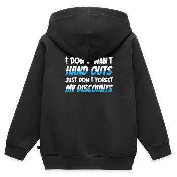 Pension de retraité drôle N’oubliez pas ma réduction - Sweat Premium à capuche zippé enfant bio - noir - Dos - AI Model Kid Male (0cm)
