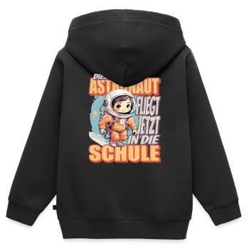 Dieser Kleine Astronaut fliegt jetzt in die Schule - Kinder Premium Organic Zip Hoodie - Schwarz - Hinten - AI Model Kid Male (0cm)