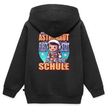 Dieser Kleine Astronaut fliegt jetzt in die Schule - Kinder Premium Organic Zip Hoodie - Schwarz - Hinten - AI Model Kid Male (0cm)