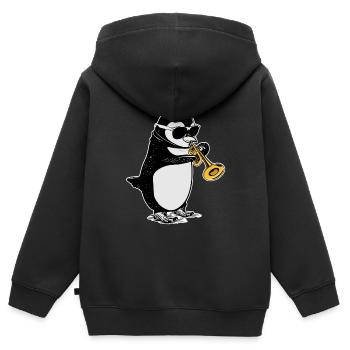 Pinguin Trompete Geschenk Kinder Big Band Musik - Kinder Premium Organic Zip Hoodie - Schwarz - Hinten - AI Model Kid Male (0cm)