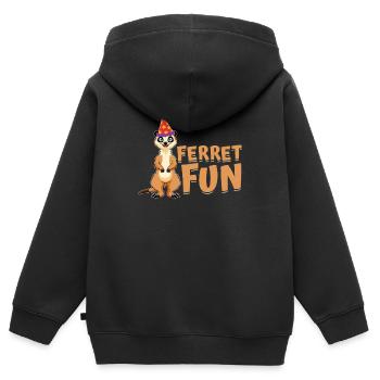Frettchen Iltis Witzig - Kinder Premium Organic Zip Hoodie - Schwarz - Hinten - AI Model Kid Male (0cm)