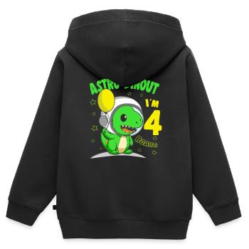 4 ans d’anniversaire garçon Astro Dinout - 4ème B-Day - Sweat Premium à capuche zippé enfant bio - noir - Dos - AI Model Kid Male (0cm)