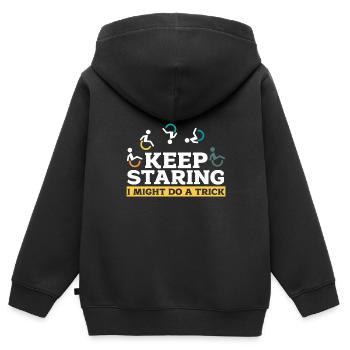 Rollstuhl - Kinder Premium Organic Zip Hoodie - Schwarz - Hinten - AI Model Kid Male (0cm)
