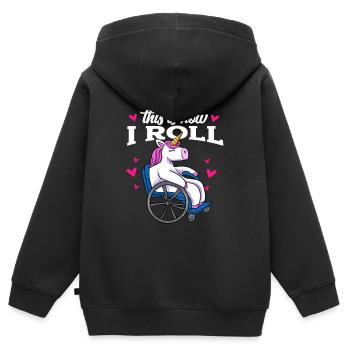 Fauteuil roulant - Sweat Premium à capuche zippé enfant bio - noir - Dos - AI Model Kid Male (0cm)