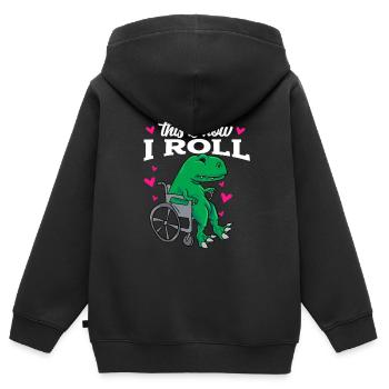 Rollstuhl - Kinder Premium Organic Zip Hoodie - Schwarz - Hinten - AI Model Kid Male (0cm)