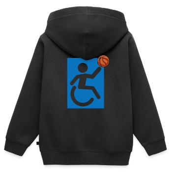 Rollstuhl - Kinder Premium Organic Zip Hoodie - Schwarz - Hinten - AI Model Kid Male (0cm)
