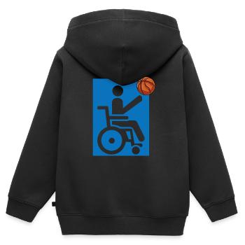 Rollstuhl - Kinder Premium Organic Zip Hoodie - Schwarz - Hinten - AI Model Kid Male (0cm)