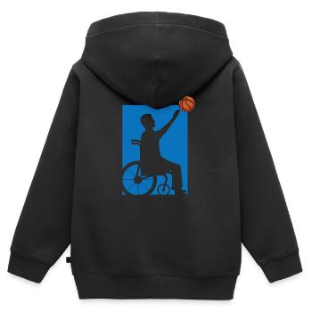 Fauteuil roulant - Sweat Premium à capuche zippé enfant bio - noir - Dos - AI Model Kid Male (0cm)