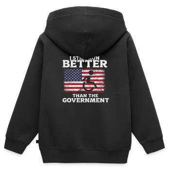 Rollstuhl - Kinder Premium Organic Zip Hoodie - Schwarz - Hinten - AI Model Kid Male (0cm)