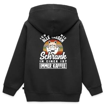 Ich habe nicht alle Tassen in Schrank aber immer - Kinder Premium Organic Zip Hoodie - Schwarz - Hinten - AI Model Kid Male (0cm)