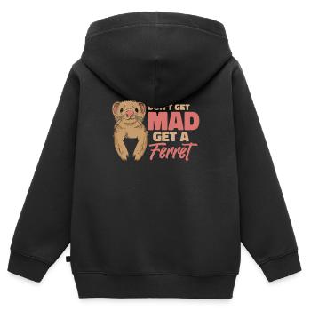 Frettchen Iltis Niedlich - Kinder Premium Organic Zip Hoodie - Schwarz - Hinten - AI Model Kid Male (0cm)