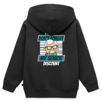 Pension de pensionné senior - Sweat Premium à capuche zippé enfant bio - noir - Dos - AI Model Kid Male (0cm)