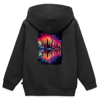 New York - Kinder Premium Organic Zip Hoodie - Schwarz - Hinten - AI Model Kid Male (0cm)