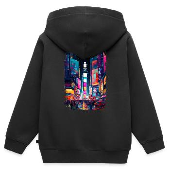 New York - Kinder Premium Organic Zip Hoodie - Schwarz - Hinten - AI Model Kid Male (0cm)