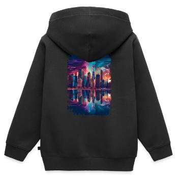 New York - Kinder Premium Organic Zip Hoodie - Schwarz - Hinten - AI Model Kid Male (0cm)