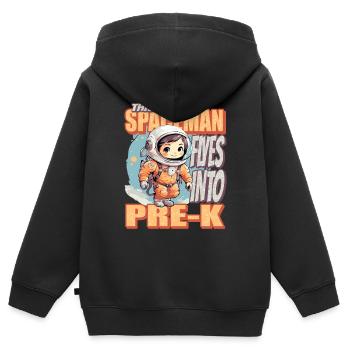 Ce petit astronaute s’envole pour l’école maternelle - Sweat Premium à capuche zippé enfant bio - noir - Dos - AI Model Kid Male (0cm)
