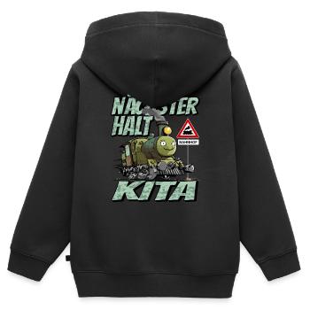 Nächste Haltestelle Kita - Kids Lokomotive - Kinder Premium Organic Zip Hoodie - Schwarz - Hinten - AI Model Kid Male (0cm)