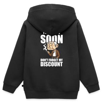 Pension de retraité drôle N’oubliez pas ma réduction - Sweat Premium à capuche zippé enfant bio - noir - Dos - AI Model Kid Male (0cm)