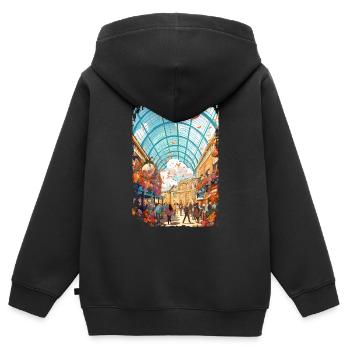 Londres - Sweat Premium à capuche zippé enfant bio - noir - Dos - AI Model Kid Male (0cm)