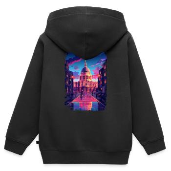 Londres - Sweat Premium à capuche zippé enfant bio - noir - Dos - AI Model Kid Male (0cm)