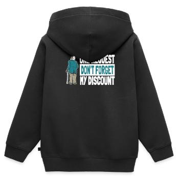 Pension de retraité drôle N’oubliez pas ma réduction - Sweat Premium à capuche zippé enfant bio - noir - Dos - AI Model Kid Male (0cm)