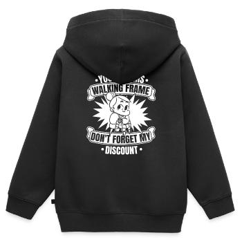 Pension de retraité drôle N’oubliez pas ma réduction - Sweat Premium à capuche zippé enfant bio - noir - Dos - AI Model Kid Male (0cm)