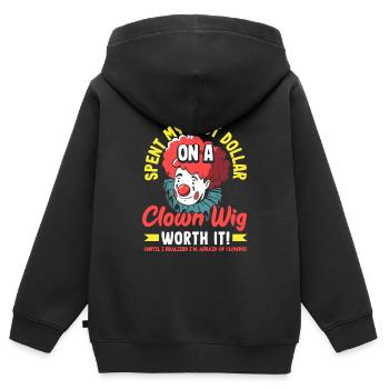 J’ai dépensé mon dernier dollar pour une perruque de clown. Ça vaut le coup! - Sweat Premium à capuche zippé enfant bio - noir - Dos - AI Model Kid Male (0cm)