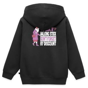 Pension de retraité drôle N’oubliez pas ma réduction - Sweat Premium à capuche zippé enfant bio - noir - Dos - AI Model Kid Male (0cm)