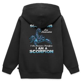 Scorpion - Sweat Premium à capuche zippé enfant bio - noir - Dos - AI Model Kid Male (0cm)