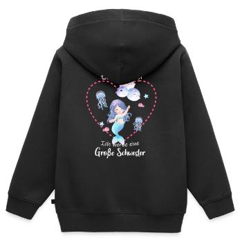 Ich Werde Eine Große Schwester 2025 - Kinder Premium Organic Zip Hoodie - Schwarz - Hinten - AI Model Kid Male (0cm)