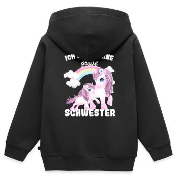 Ich Werde Eine Große Schwester 2025 - Kinder Premium Organic Zip Hoodie - Schwarz - Hinten - AI Model Kid Male (0cm)