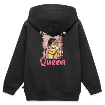 Furry Fandom Fursuits Queen - Sweat Premium à capuche zippé enfant bio - noir - Dos - AI Model Kid Male (0cm)